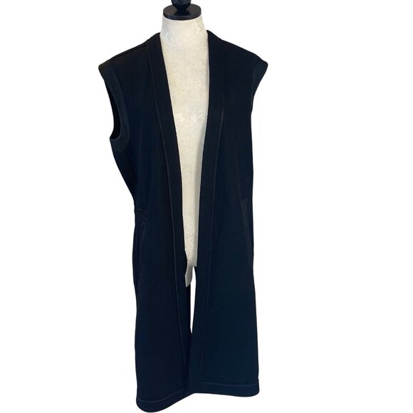 All Saints Womens Vest Size Small Black Bound Sleeveless Longline Wool - Picture 3 of 12